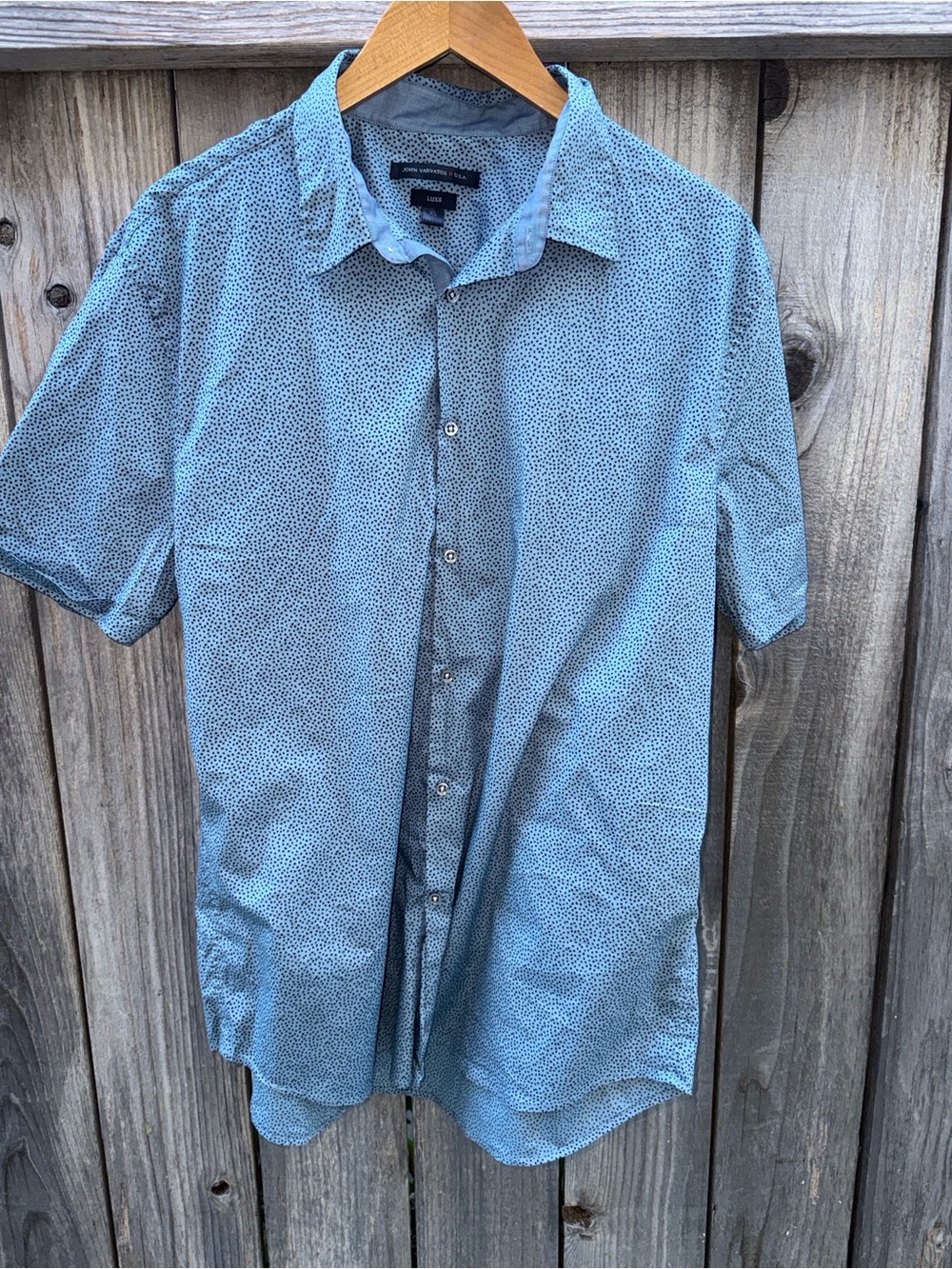 John Varvatos Star Usa Slim Fit Micro Print Short Sleeve Sport Shirt Size XL